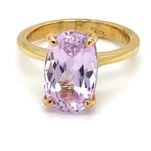 Pink Kunzite 6.40ct Solid 18K Yellow Gold Ring